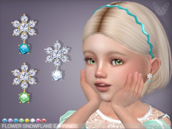 Sims 4 Flower Snowflake Earrings For Toddlers at Giulietta