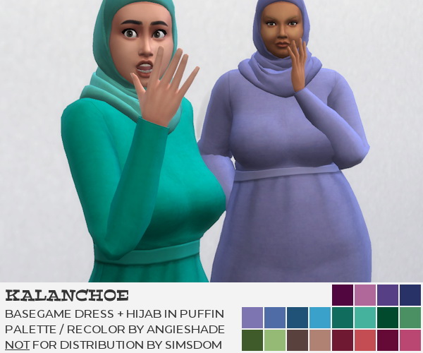 Sims 4 Kalanchoe dress + hijab in puffin palette at AngieShade – Intermittent simblr