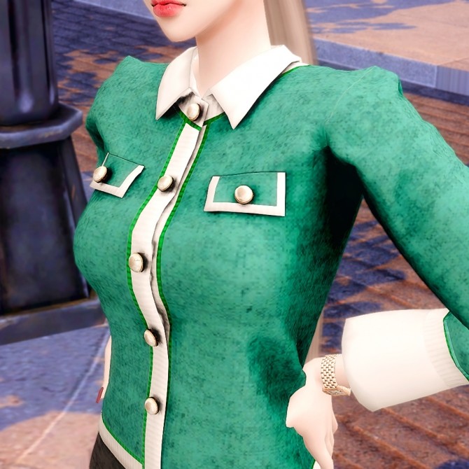Sims 4 Pearl Button Cardigan Two piece outfit at RIMINGs