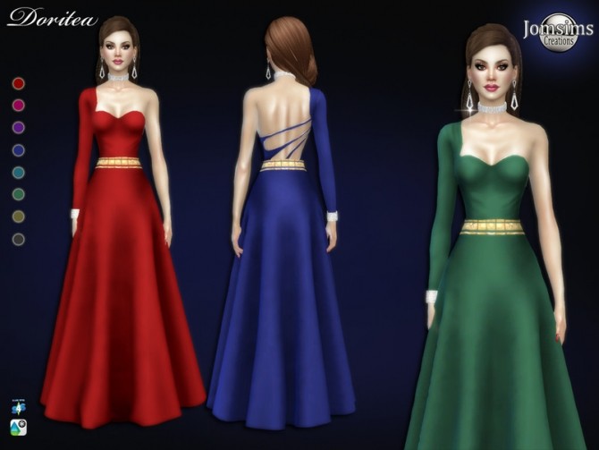 Sims 4 Droritea long sleeve dress by jomsims at TSR