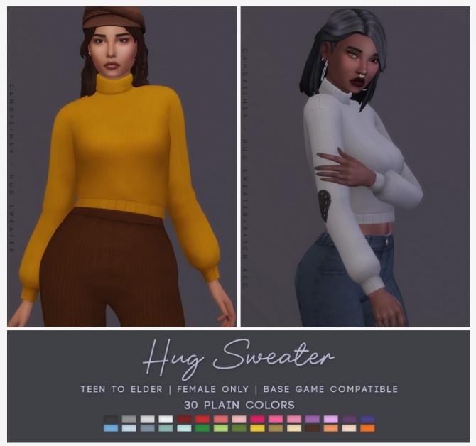Sims 4 HUG SWEATER + ELBOW HEART PATCH ACC at Candy Sims 4