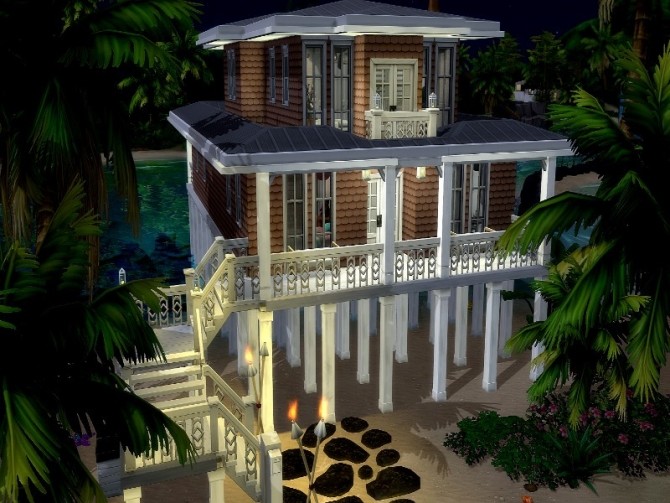 Sims 4 On Stilts beach house by GenkaiHaretsu at TSR