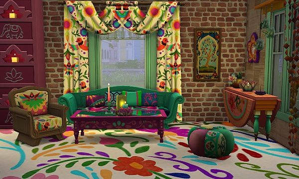 Sims 4 Bohemian Comfort livingroom by Avalanche at Sims Marktplatz