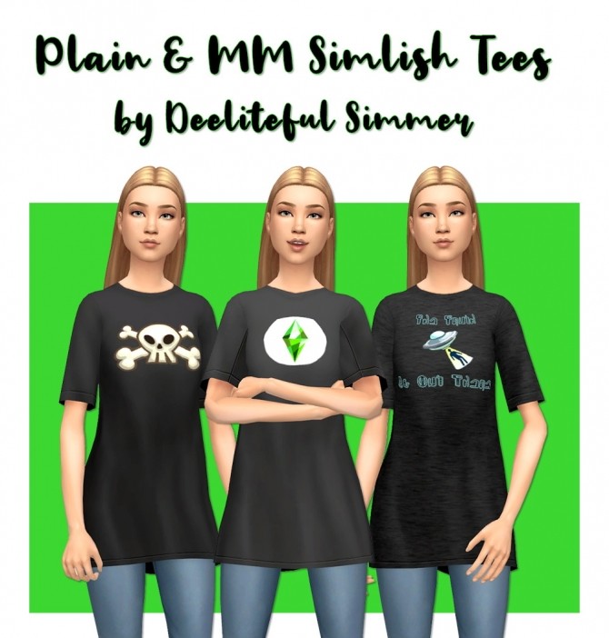 Sims 4 Plain & MM simlish tees at Deeliteful Simmer