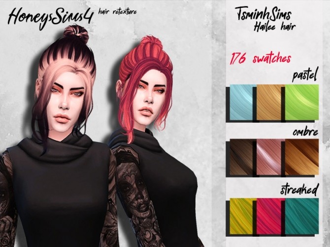 Sims 4 TsminhSims Hailee hair retexture by HoneysSims4 at TSR