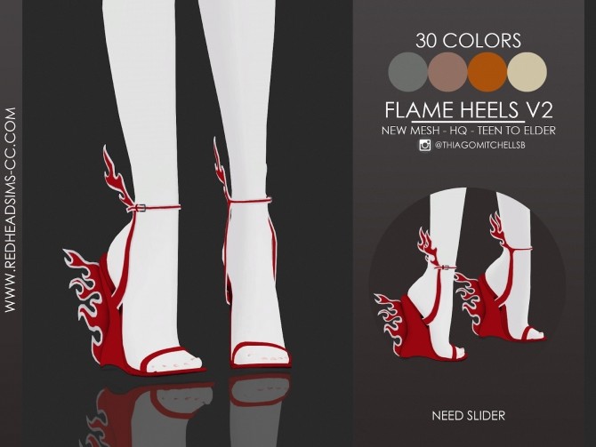 Sims 4 FLAME HEELS by Thiago Mitchell at REDHEADSIMS