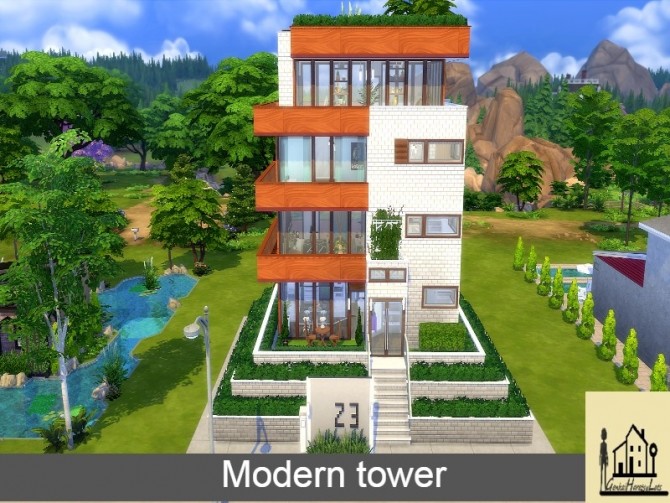 Sims 4 Modern Tower no. 23str by GenkaiHaretsu at TSR