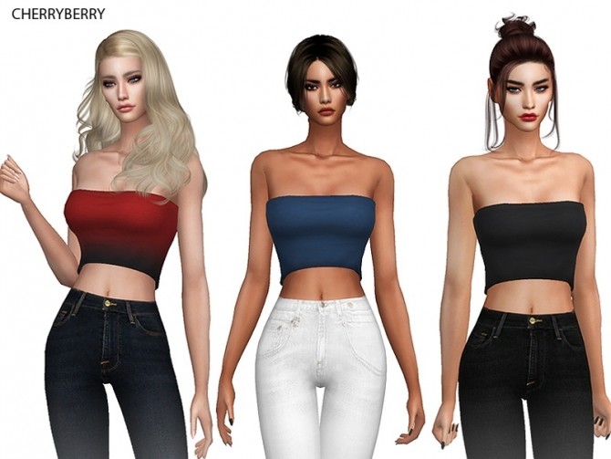 Sims 4 Strapless Crop Top at Cherryberry