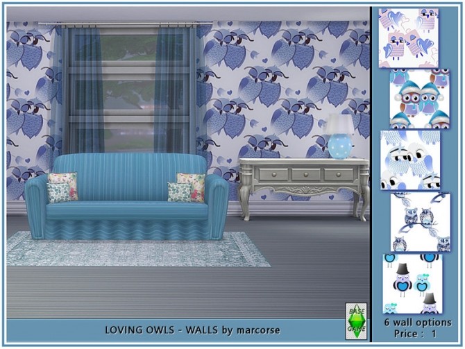 Sims 4 Loving Owls Walls by marcorse at TSR