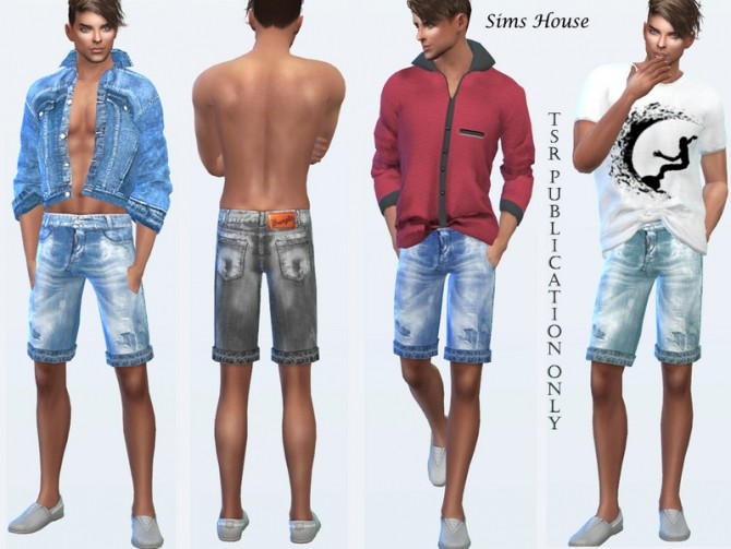 Sims 4 Mens Denim Shorts Shabby by Sims House at TSR