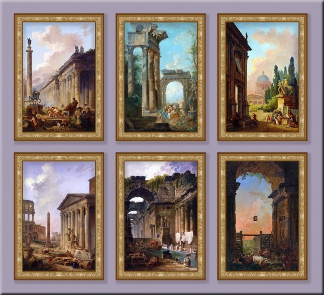 Sims 4 Ruins in Italy paintings by Hubert Robert by DAJSims at Mod The Sims