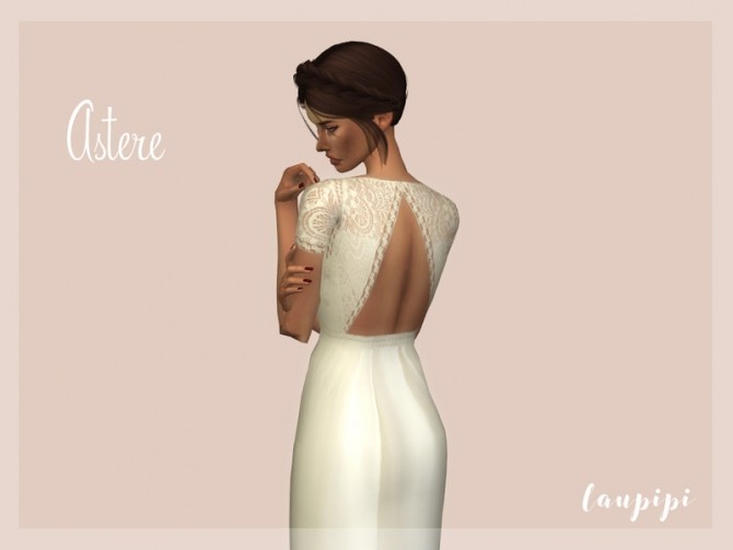 Sims 4 Astere wedding dress by laupipi at TSR