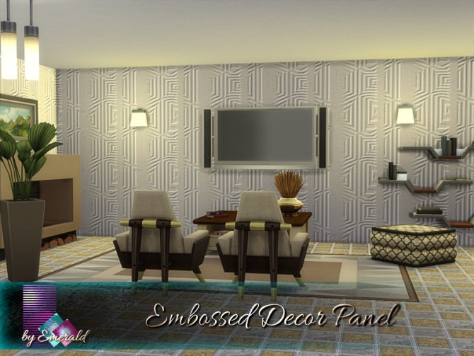 Sims 4 Embossed Decor Panel by emerald at TSR