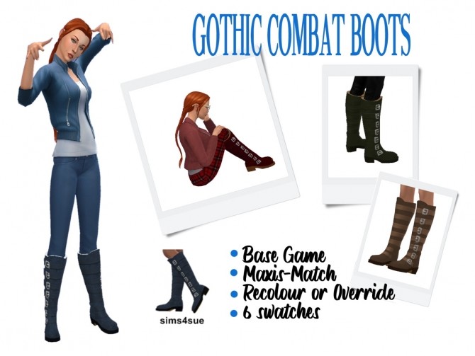 Sims 4 BG GOTHIC COMBAT BOOTS at Sims4Sue