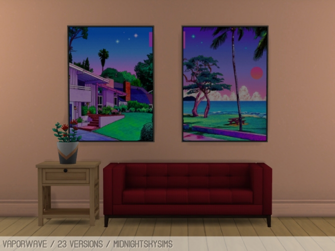 Vaporwave paintings at Midnightskysims » Sims 4 Updates