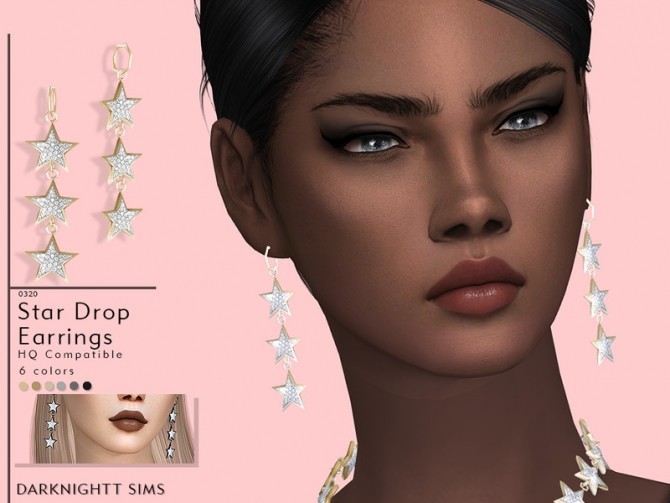 Sims 4 Star Drop Earrings by DarkNighTt at TSR