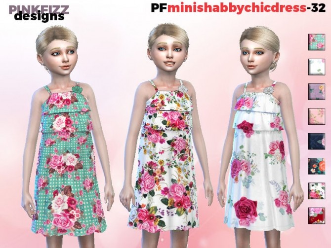 Sims 4 Mini Shabby Chic Dress by Pinkfizzzzz at TSR