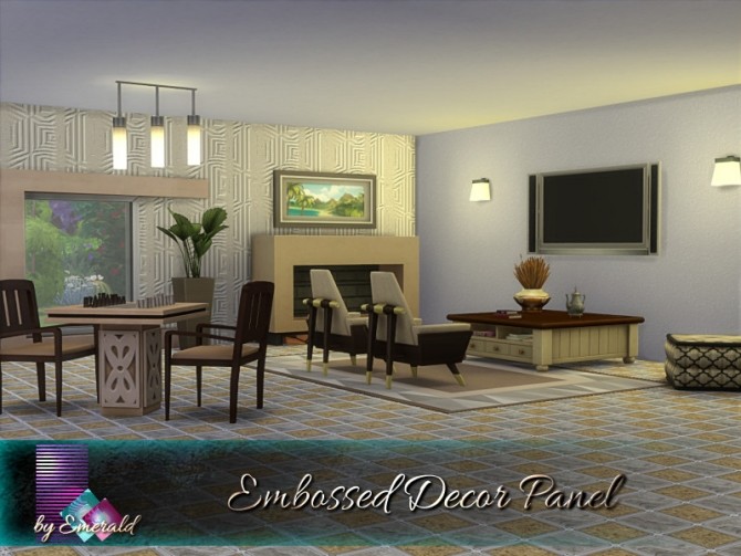 Sims 4 Embossed Decor Panel by emerald at TSR