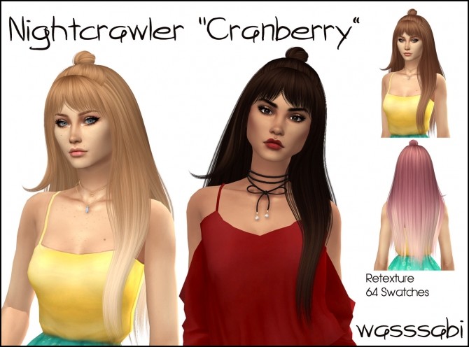 Sims 4 Nightcrawler Cranberry hair retextured at Wasssabi Sims