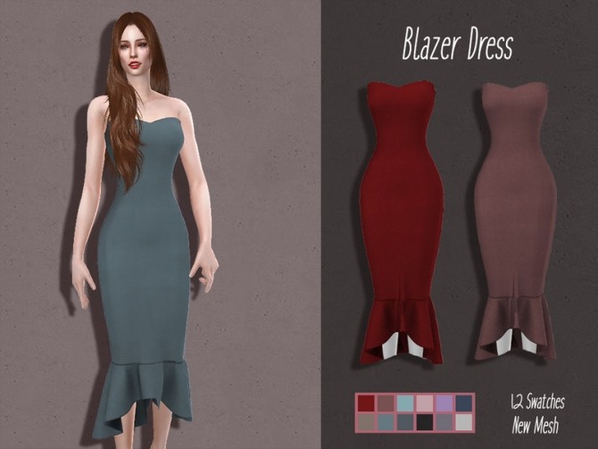 Sims 4 LMCS Blazer Dress by Lisaminicatsims at TSR