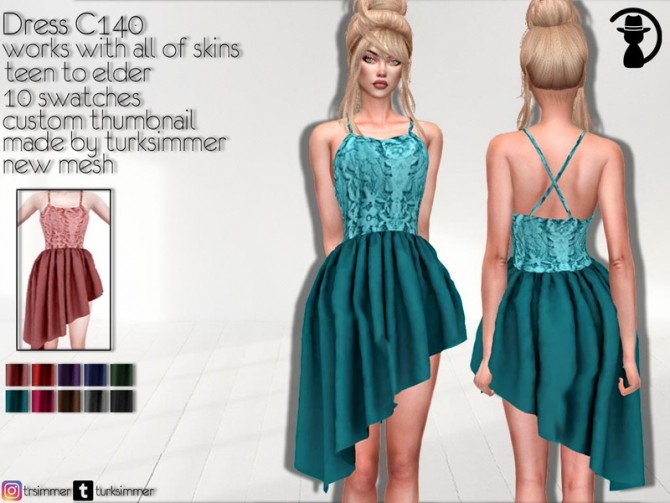 Sims 4 Dress C140 by turksimmer at TSR