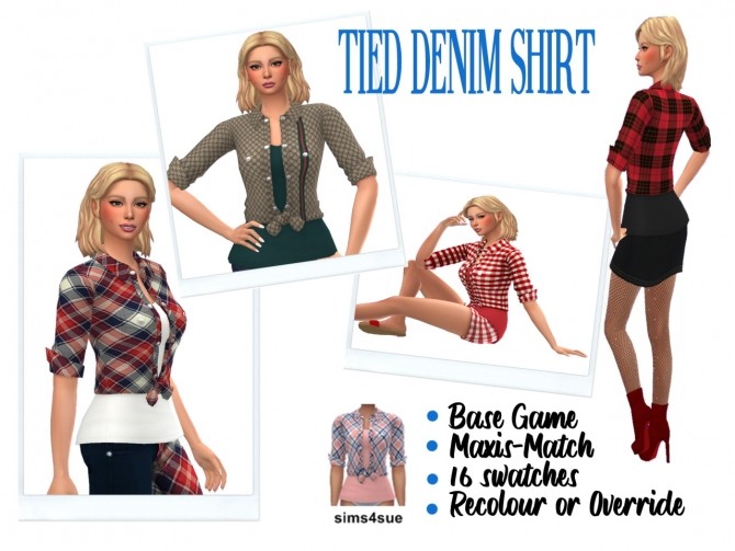 Sims 4 BG TIED DENIM SHIRT at Sims4Sue