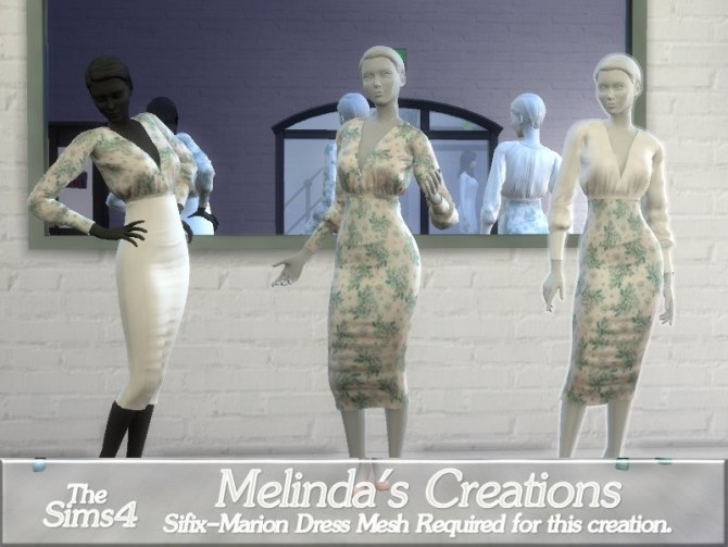 Sims 4 Floral Marion Dress by melindacreations at TSR