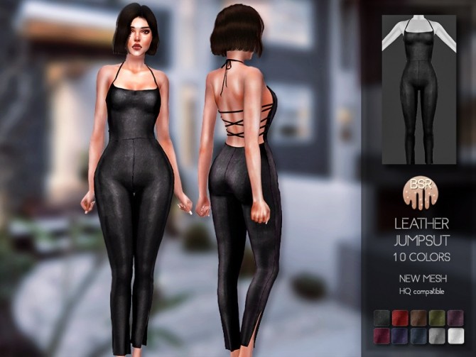 Sims 4 Leather Jumpsuit BD206 by busra tr at TSR