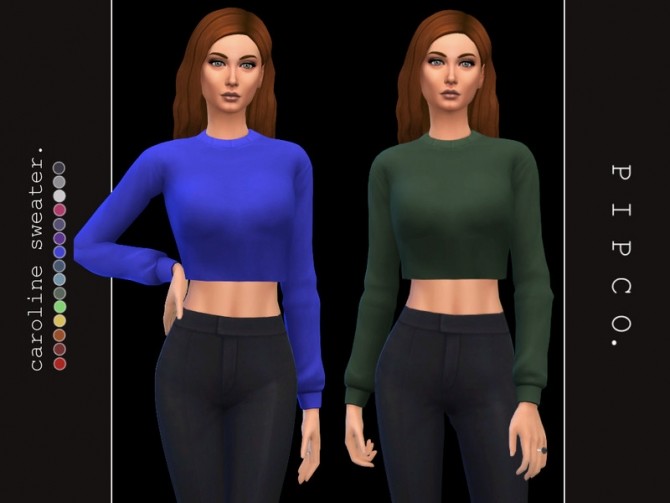 Sims 4 Caroline cropped sweater by Pipco at TSR