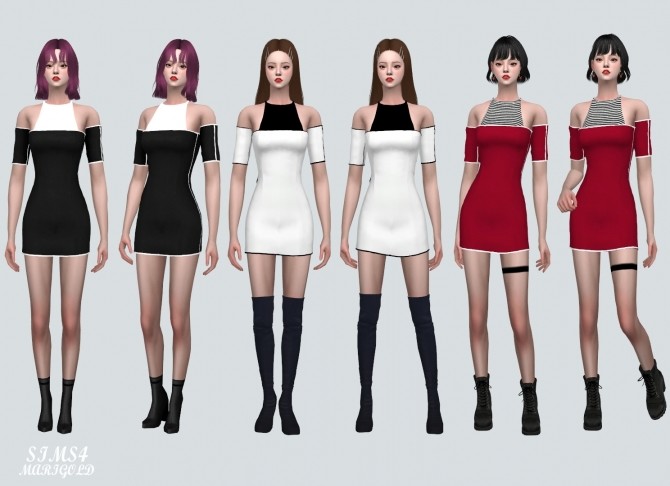 Sims 4 Off Shoulder Mini Dress at Marigold
