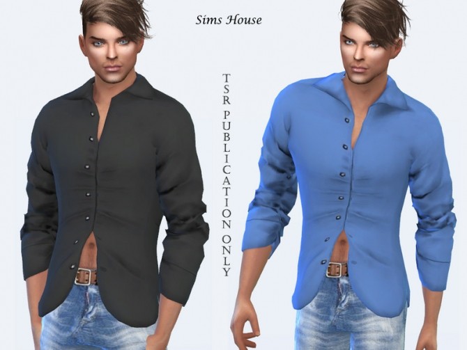Sims 4 Mens shirt half open by Sims House at TSR