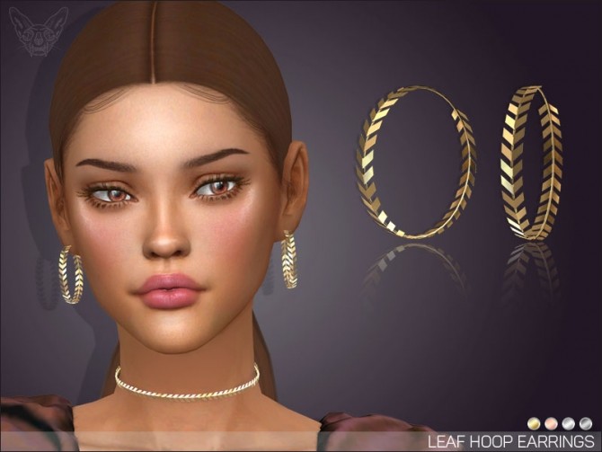 Sims 4 Leaf Hoop Earrings at Giulietta