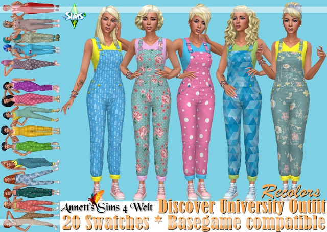 Sims 4 Discover University Outfit Recolors at Annett’s Sims 4 Welt