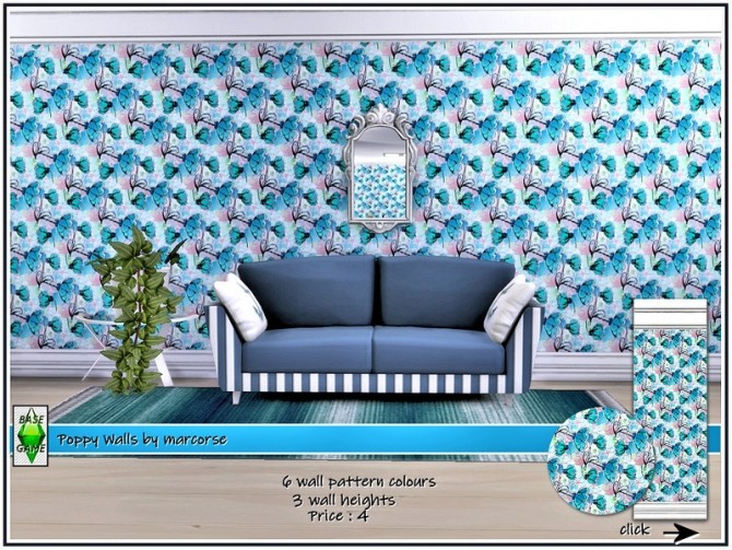 Sims 4 Poppy Walls by marcorse at TSR
