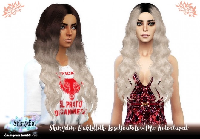Sims 4 LeahLillith Lose You To Love Me Hair Retexture Ombre DarkRoots Naturals + Unnaturals at Shimydim Sims