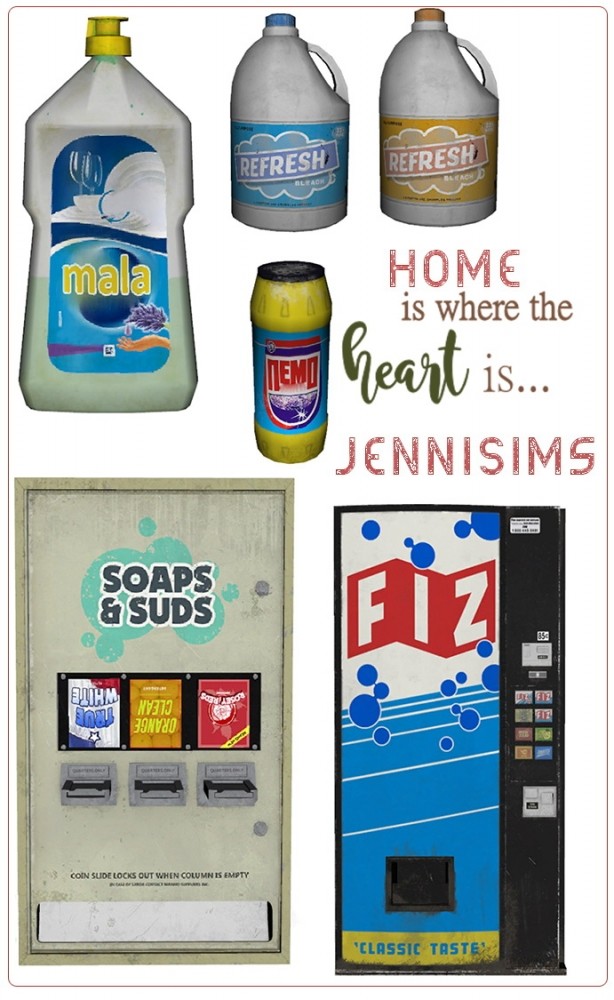 Sims 4 DECO Soaps ,Suds, Detergent, Vending machines (5ITEMS) at Jenni Sims
