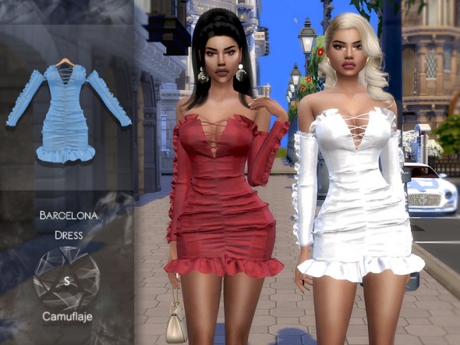 Sims 4 Barcelona Dress by Camuflaje at TSR