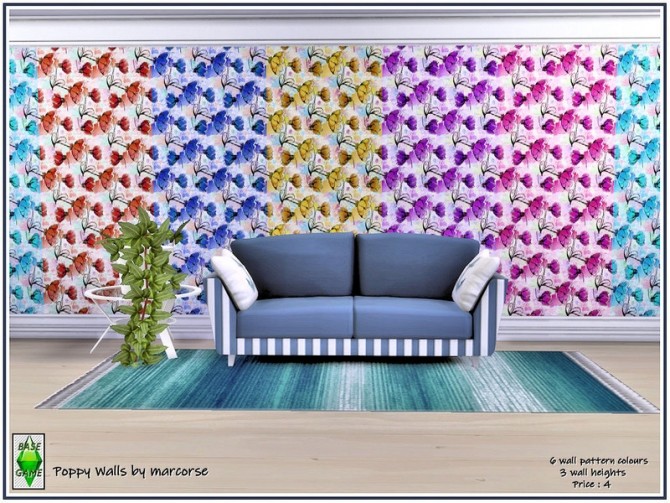 Sims 4 Poppy Walls by marcorse at TSR