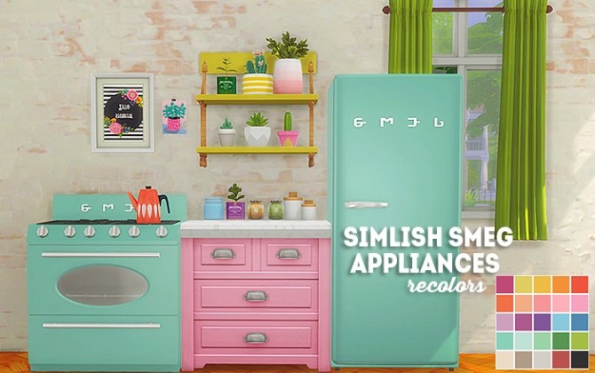 Sims 4 Simlish smeg appliances recolors at Lina Cherie