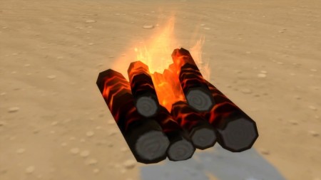 Flaming Log Firecamp & Flaming Log Candel by Serinion at Mod The Sims