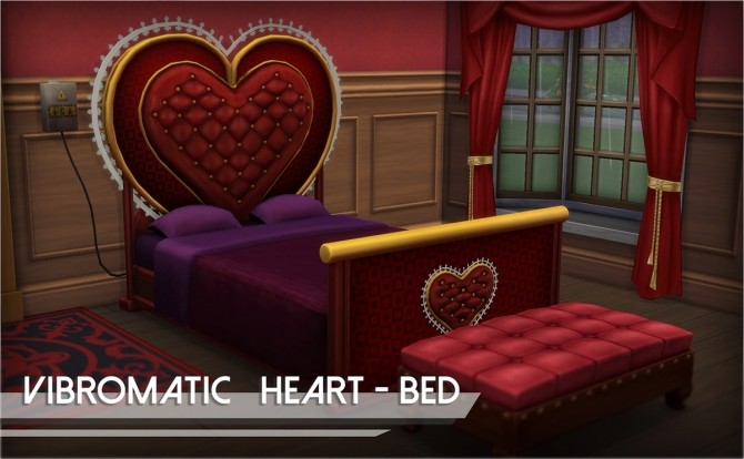 Sims 4 Vibromatic Heart bed by Mathcope at Sims 4 Studio