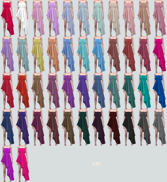 Sims 4 Asymmetric Frill Tube Top Mini Dress at Marigold