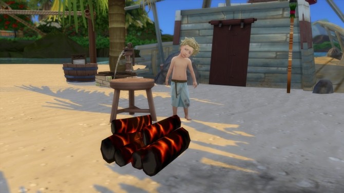 Sims 4 Flaming Log Firecamp & Flaming Log Candel by Serinion at Mod The Sims
