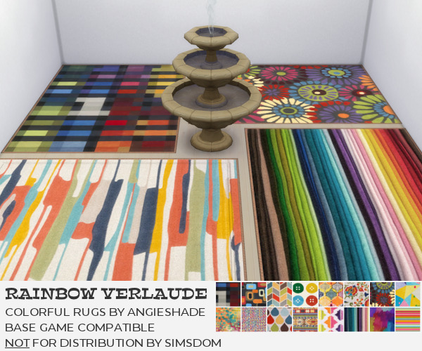 Sims 4 Rainbow Verlaude colorful rugs at AngieShade – Intermittent simblr