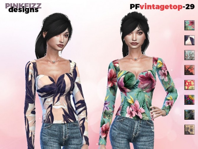 Sims 4 Vintage Top by Pinkfizzzzz at TSR