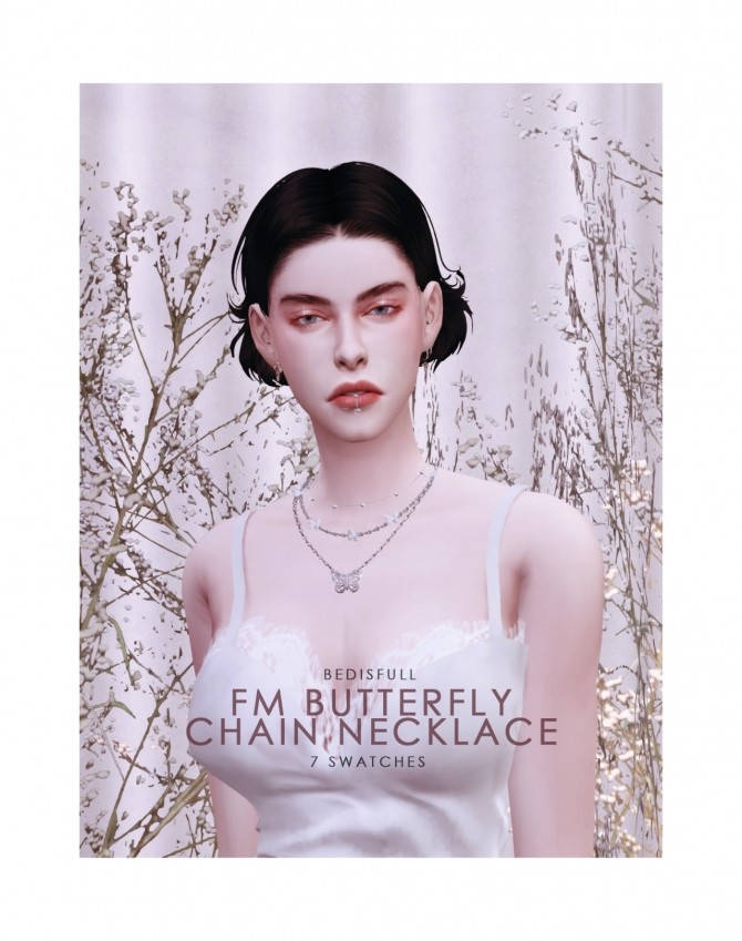 Sims 4 FM butterfly chain necklace at Bedisfull – iridescent