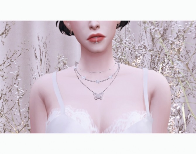 Sims 4 FM butterfly chain necklace at Bedisfull – iridescent