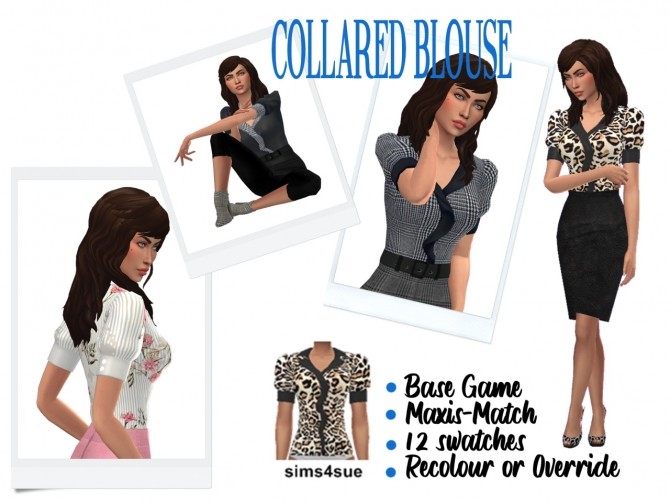 Sims 4 BG COLLARED BLOUSE at Sims4Sue