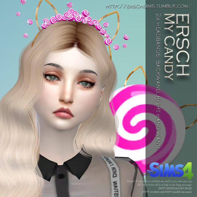 Sims 4 My Candy Set: headband and wand at ErSch Sims