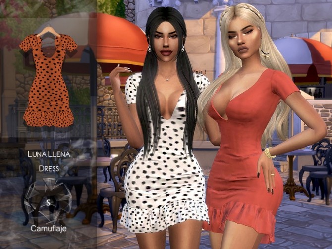 Sims 4 Luna Llena Dress by Camuflaje at TSR